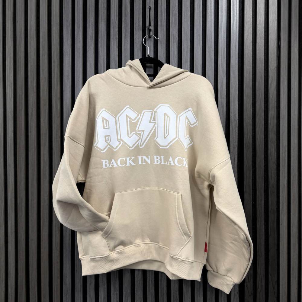 AC/DC - Back In Black Hoodie - Cream